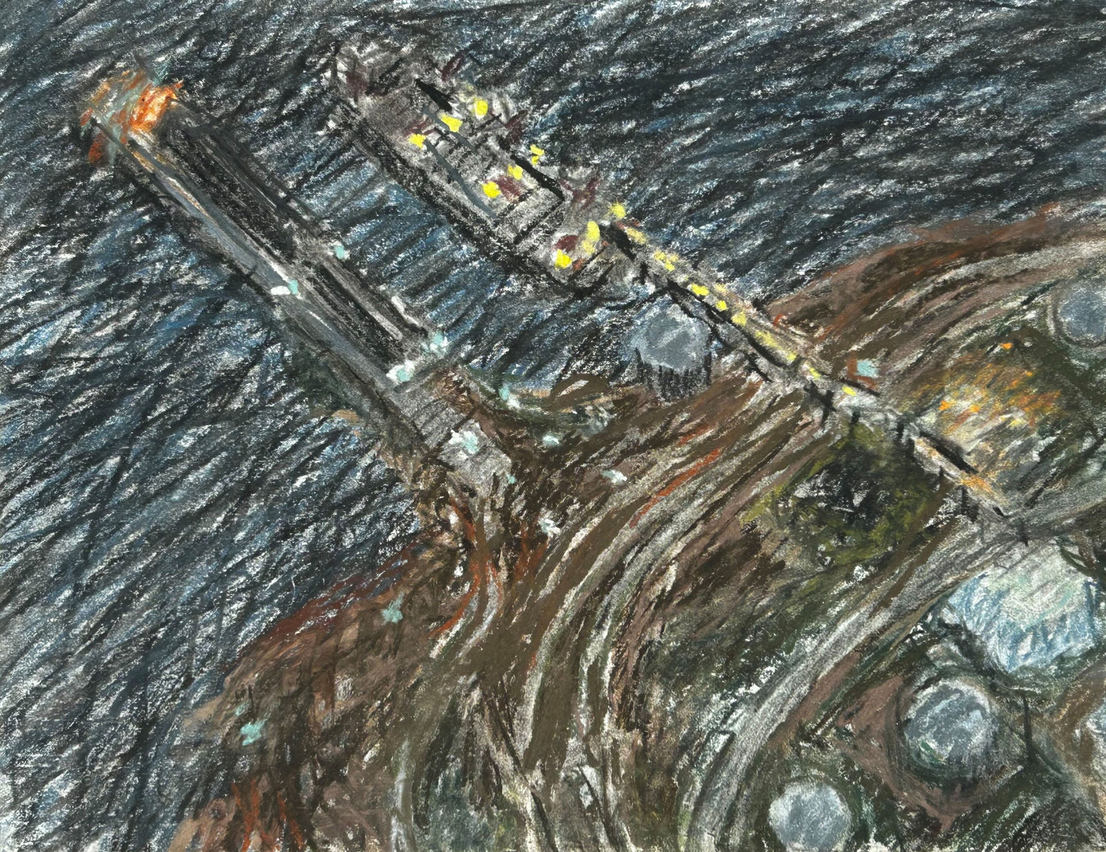 Yvonne Jacquette, Searsport Harbor Night I, 1982