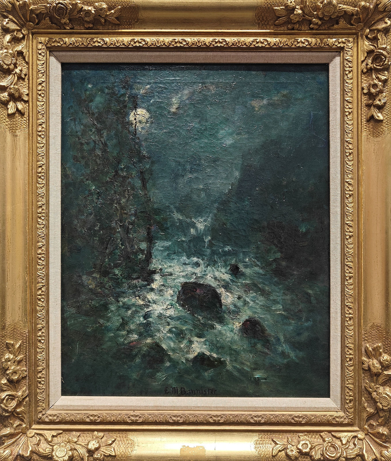 Edward Mitchell Bannister, Untitled Landscape (Rushing creek with moonlight), circa 1885