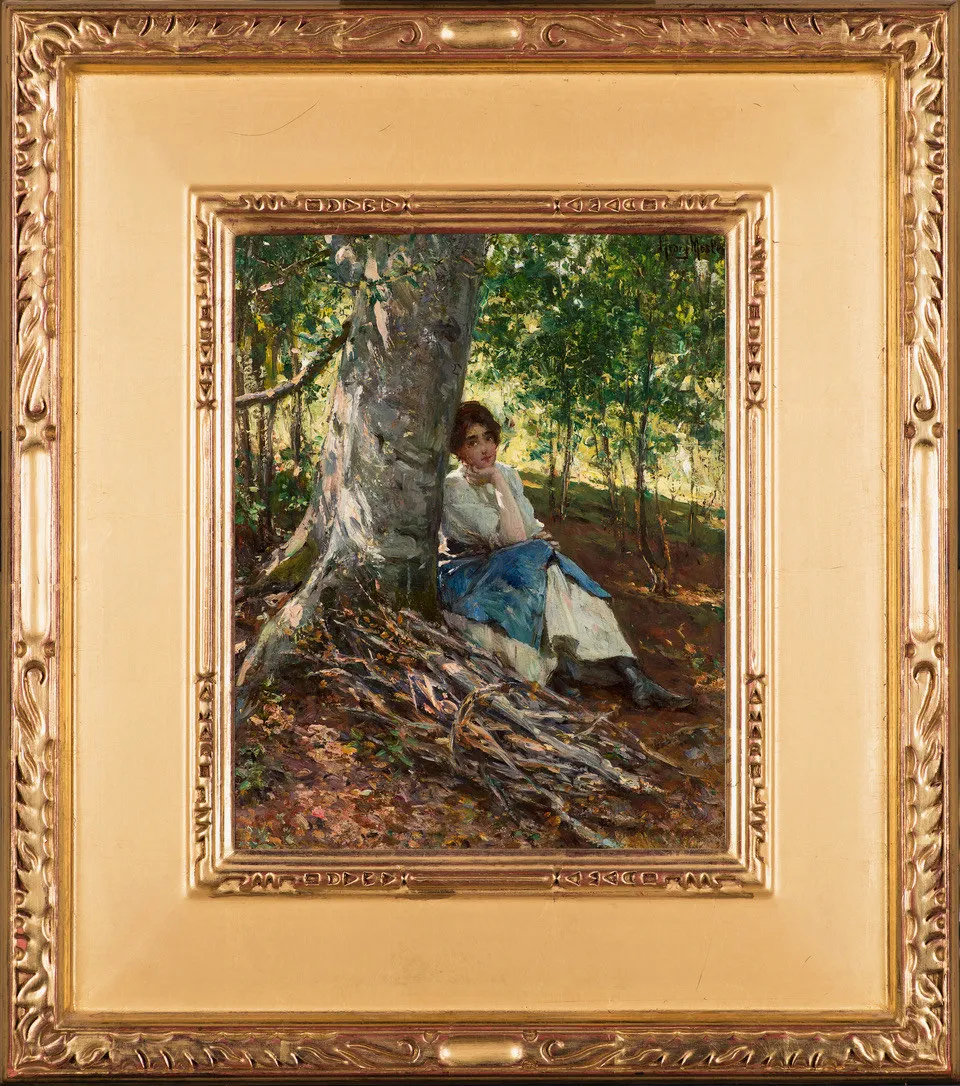 Henry Mosler, Woman Resting Beneath a Tree, circa 1900