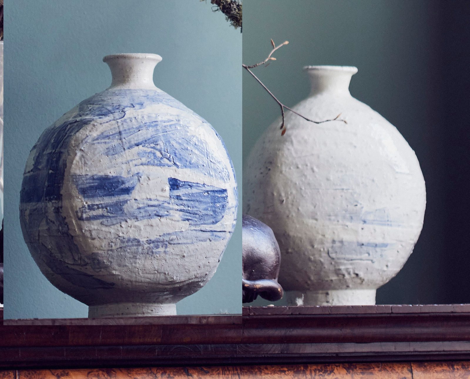 Park Sungwook, Buncheong Blue Flat Bottle (a pair), 2009