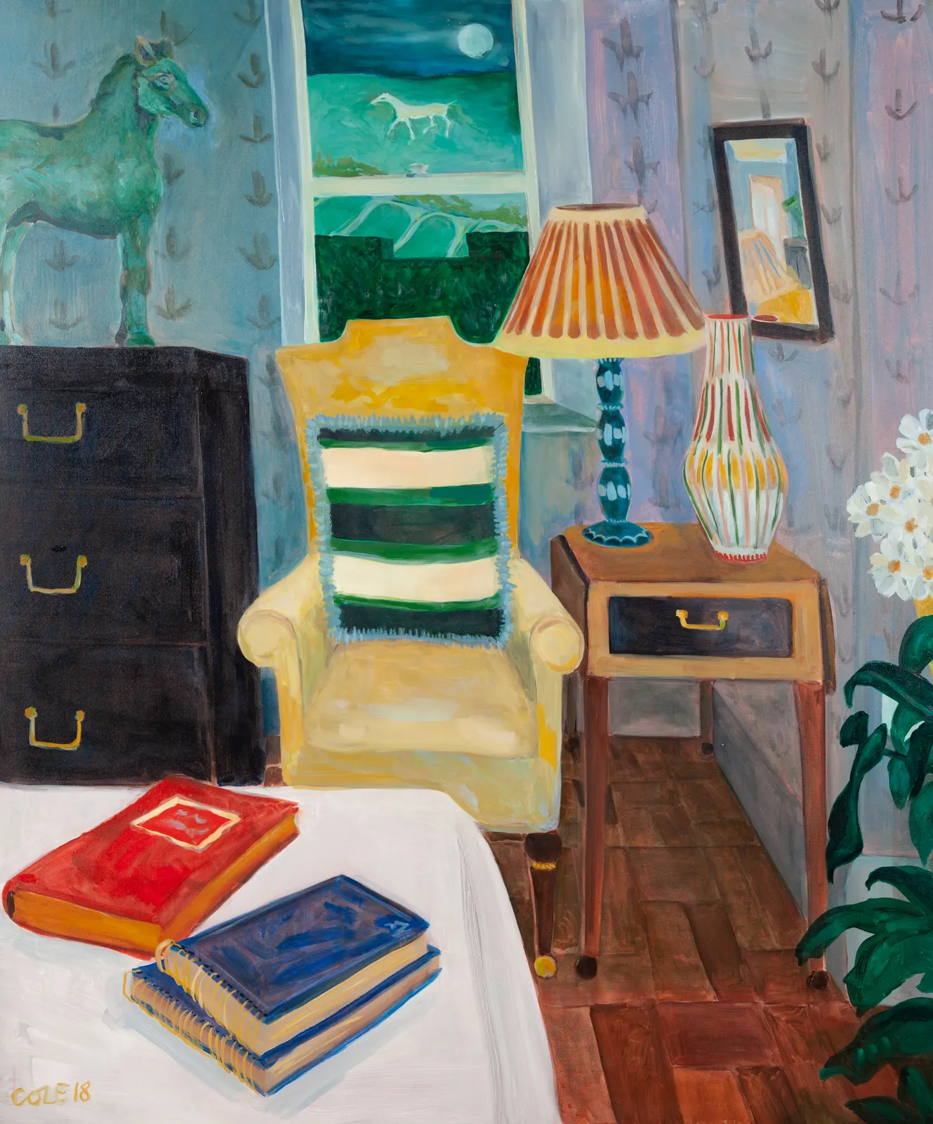 Lottie Cole, Interior with Elisabeth Frink Horse & Alton Barnes Horse, 2020