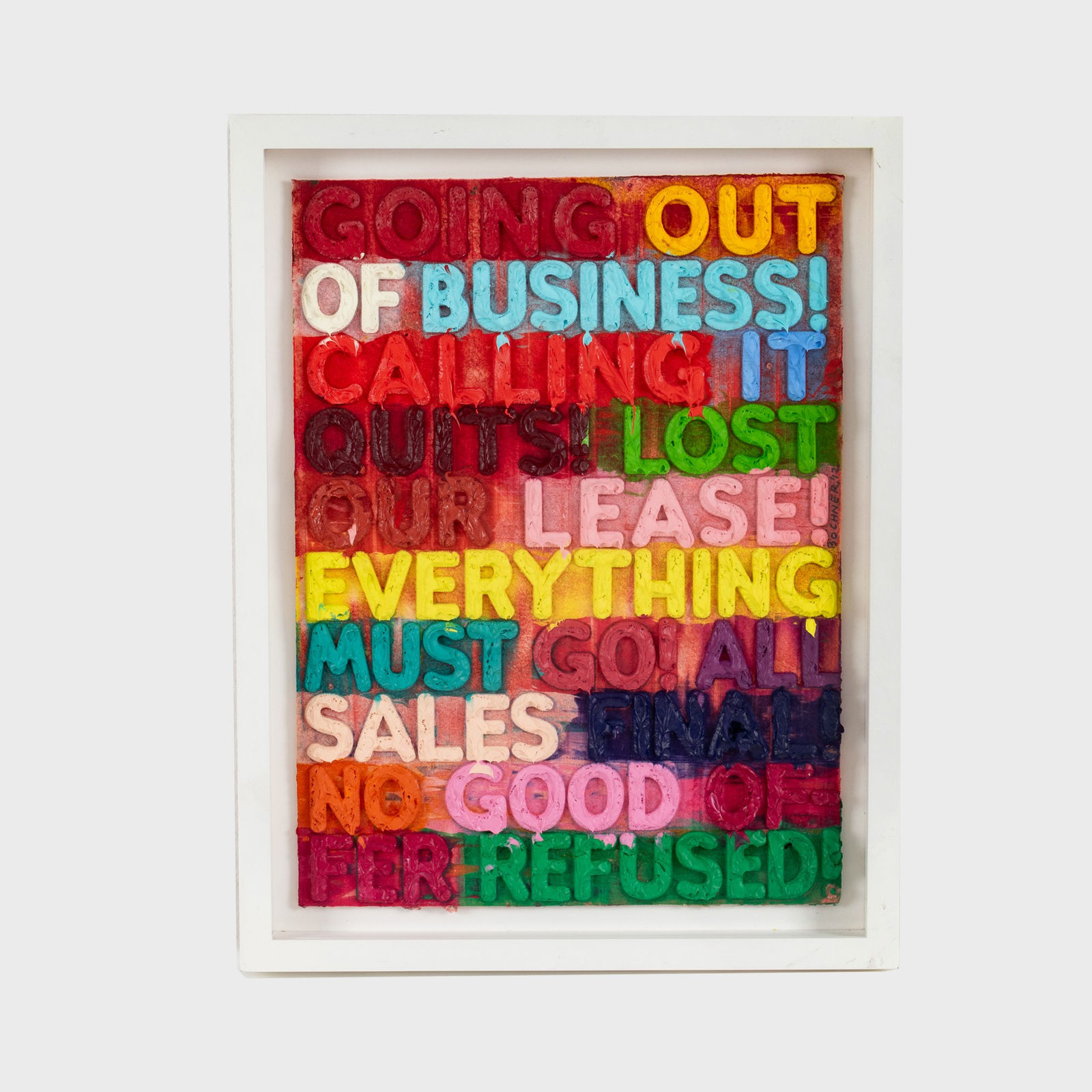 Mel Bochner, Going Out Of Business, 2012