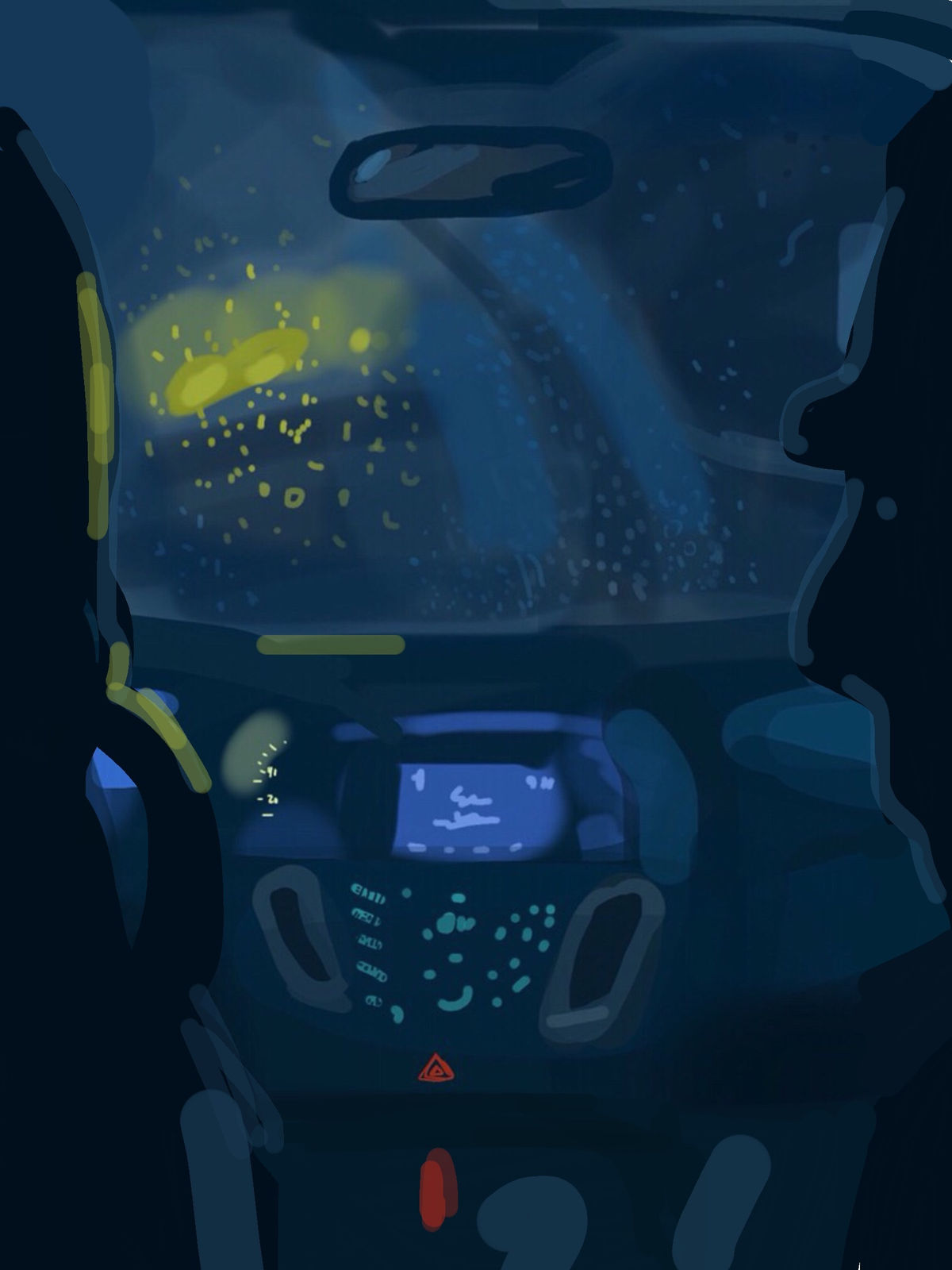 Hilary Doyle, Rainy Window at Night, 2022