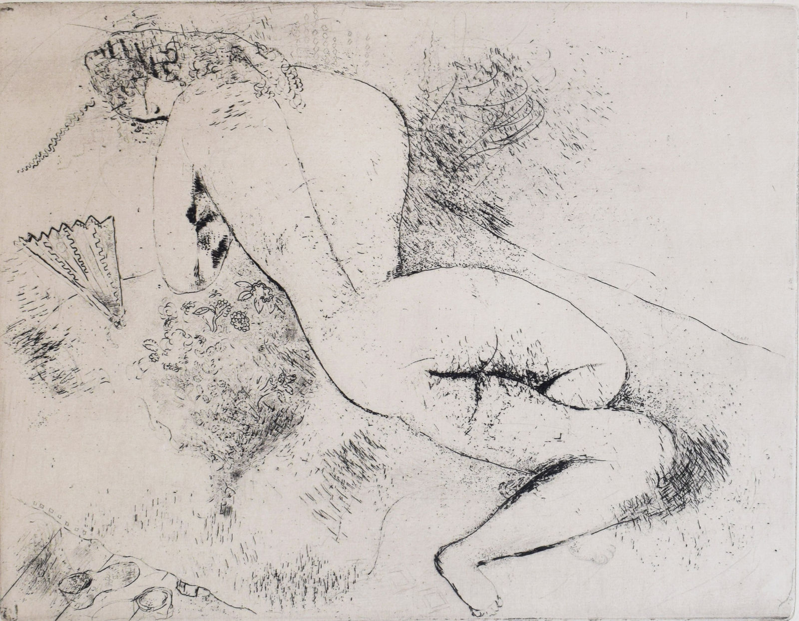 MARC CHAGALL, Nude with a Fan, 1924