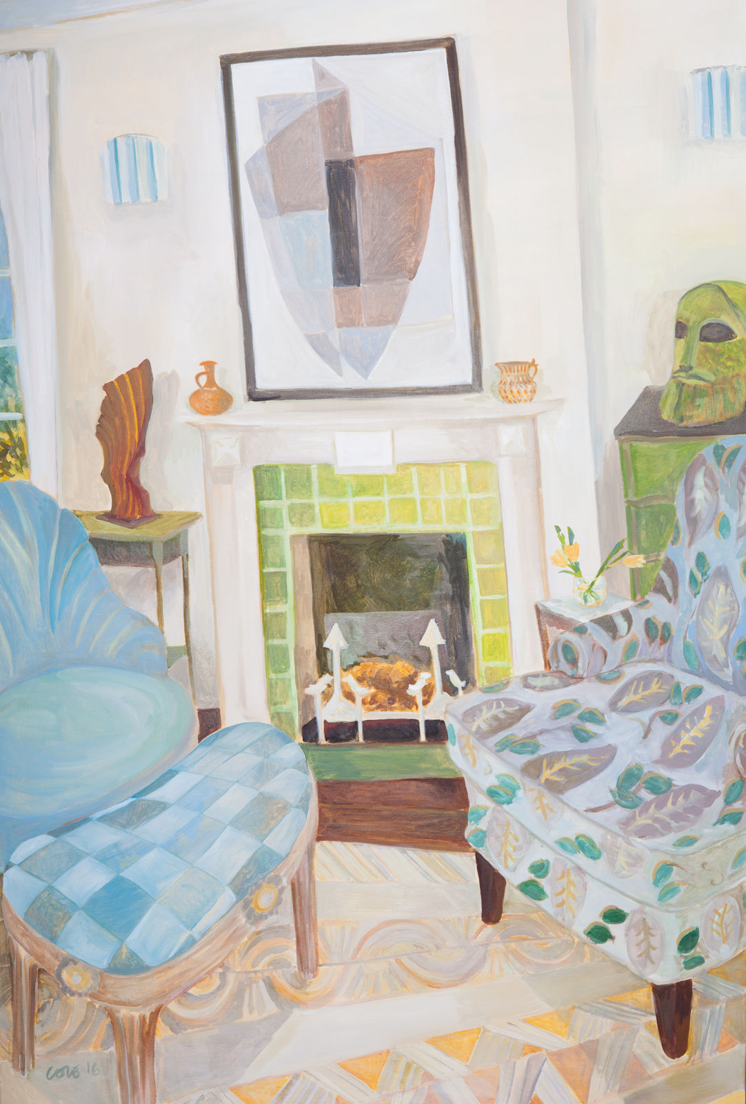 Lottie Cole, Interior with Kathleen Guthrie Painting & Elisabeth Frink Head