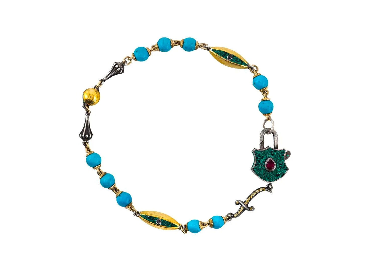 Sevan Biçakçi, Blue & Yellow Padlock Bracelet
