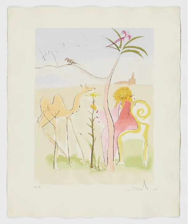 Salvador Dali, La Cour du Lion (Le Bestiaire de La Fontaine), 1974