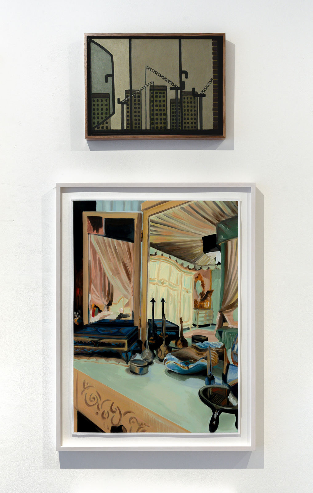 William Wright, Open Window with Tower Blocks and Cranes, 2022-23