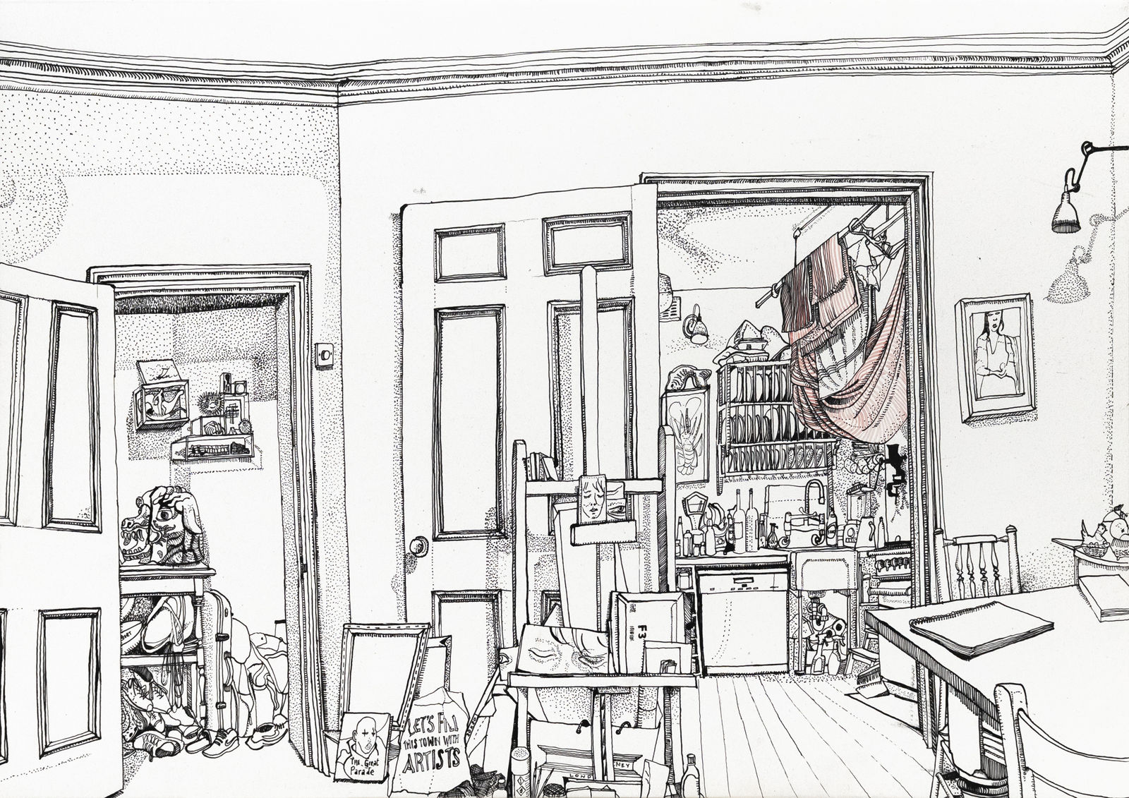 Ishbel Myerscough, Ground Floor, Dining Room/Studio, Looking at Kitchen, 2020