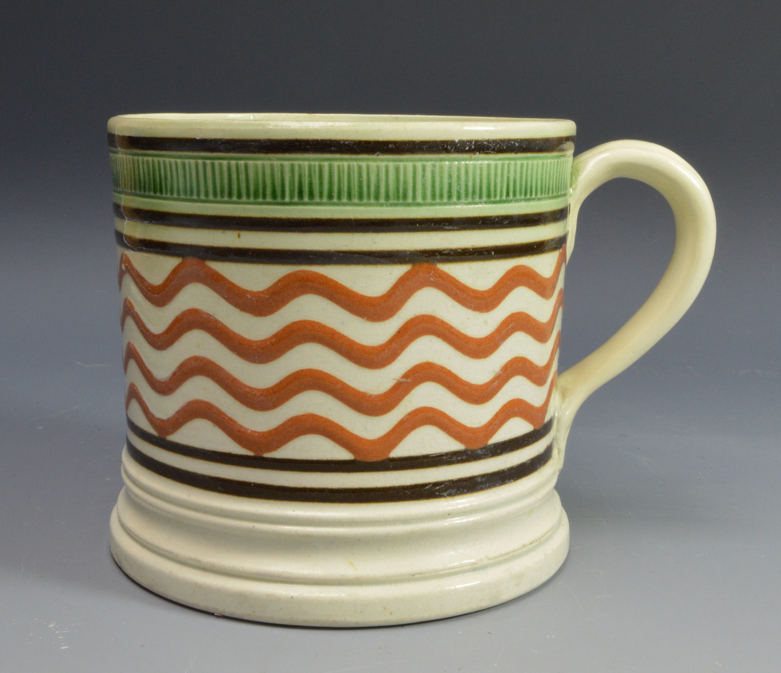 Unknown, Mochaware Mug with wavy bands of slip, 1830
