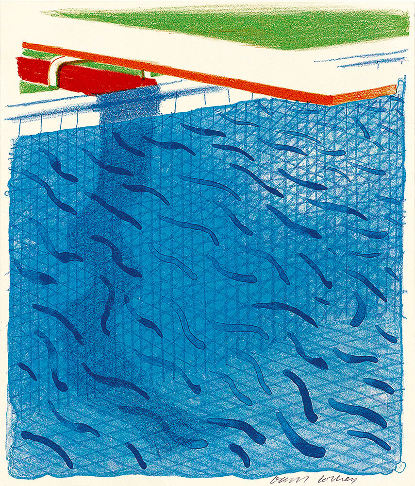 David Hockney, Pool Made with Paper and Blue Ink for Book, 1980