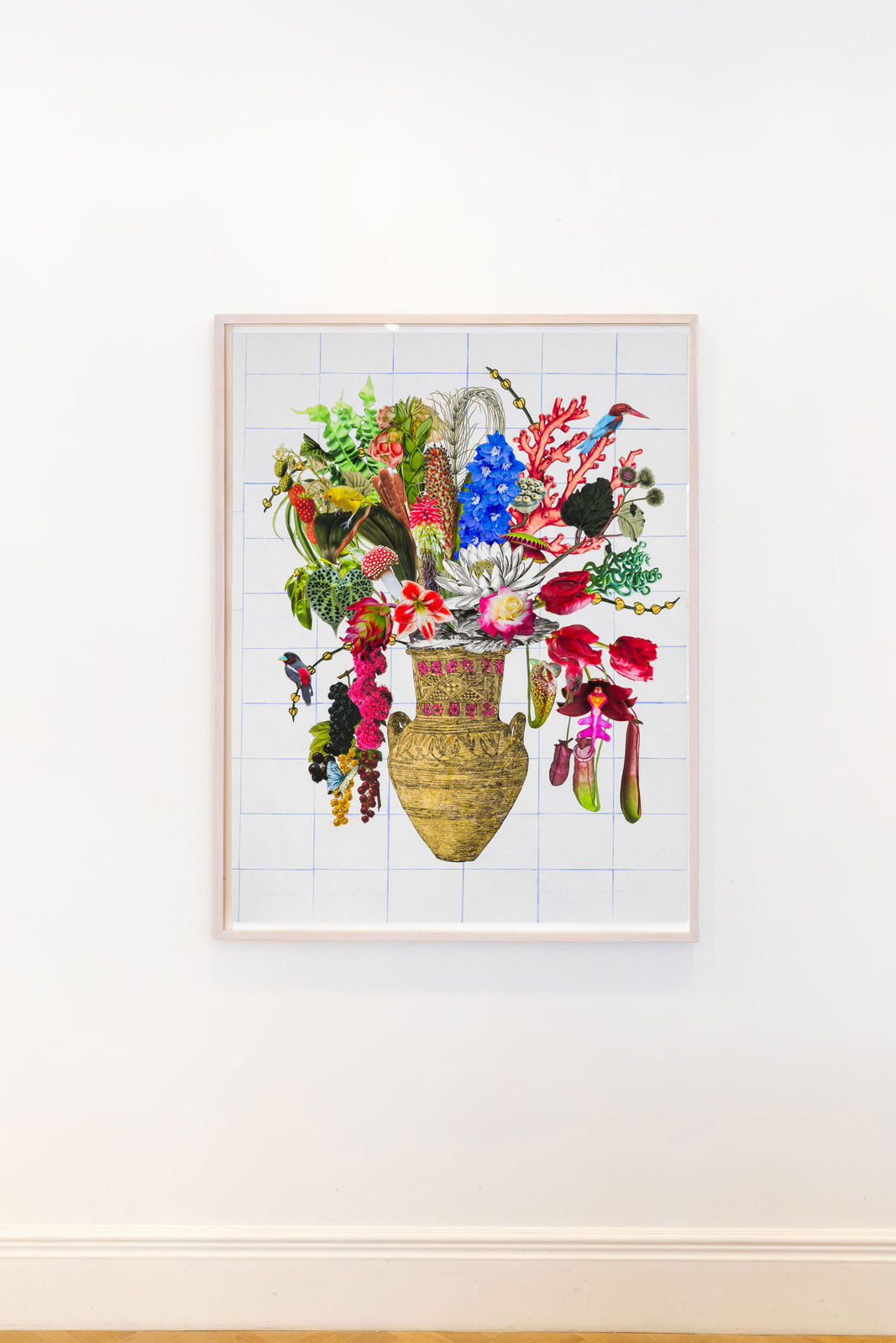 Jane Hammond, Phoenician Vase with Raspberries, Pitcher Plants and White-Throated Kingfisher, 2026