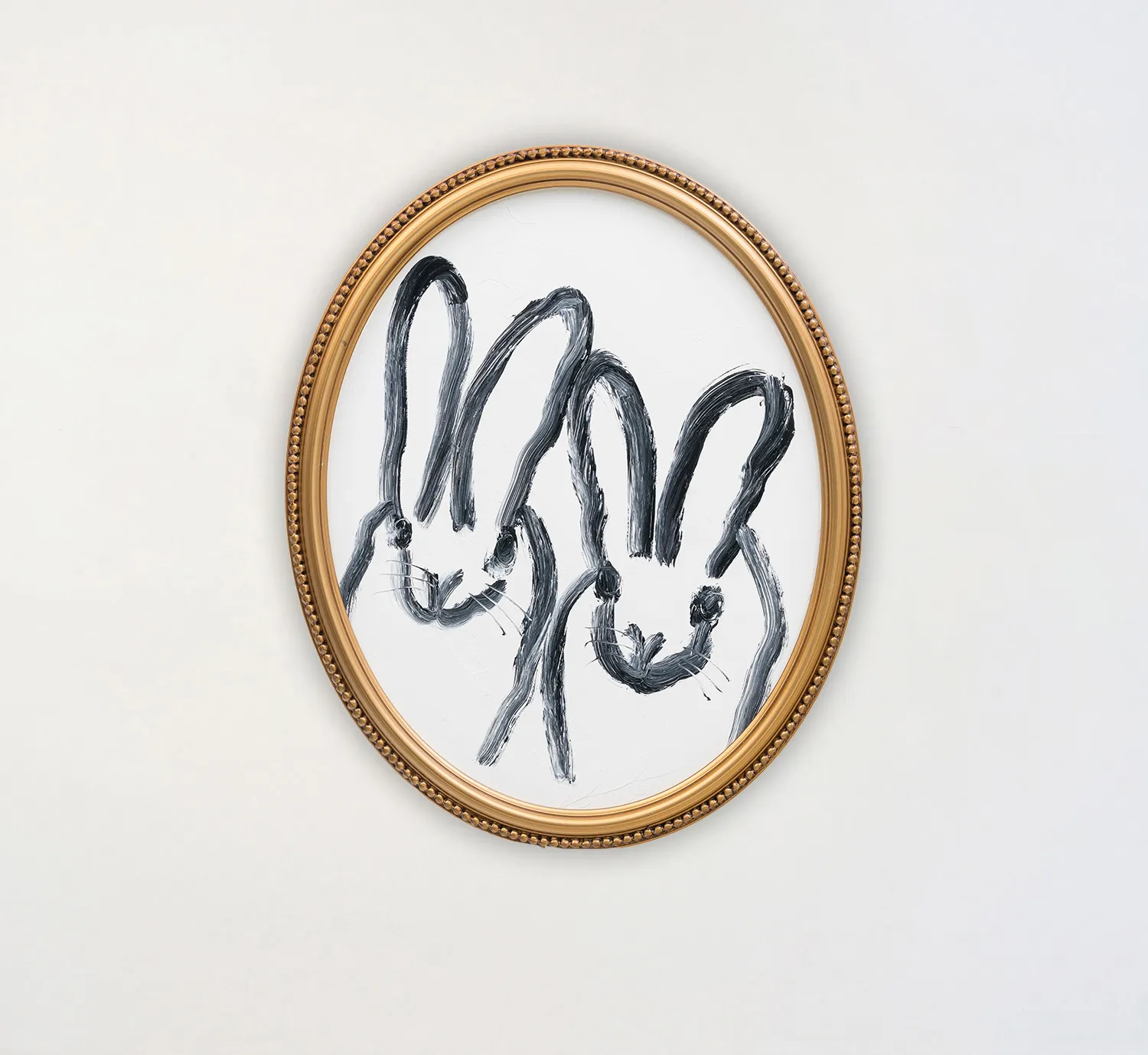 Hunt Slonem, Big Oval Double Bunny (JMG3273), 2026