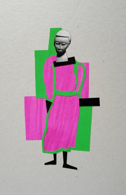 Vincent Michéa Personnage 1 Collage, papier, acrylique 20 x 30 cm 7.8 x 11.8 in