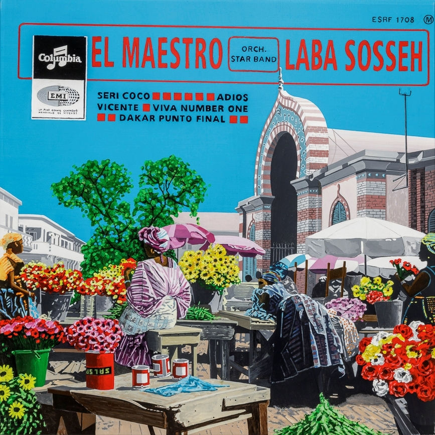 Vincent Michéa Le Marché kermel Acrylique sur toile 100 x 100 cm 39 x 39 in