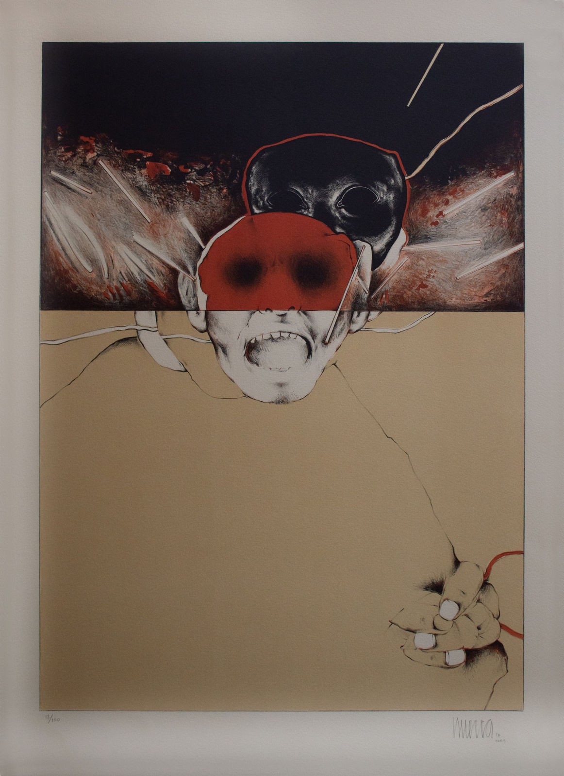 Marcos Huerta, "Máscaras del hombre (Mascara roja y negra)", 1978