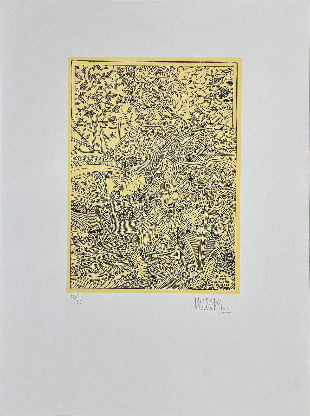 Marcos Huerta, "Personajes entre líneas (sol amarillo)", 2001