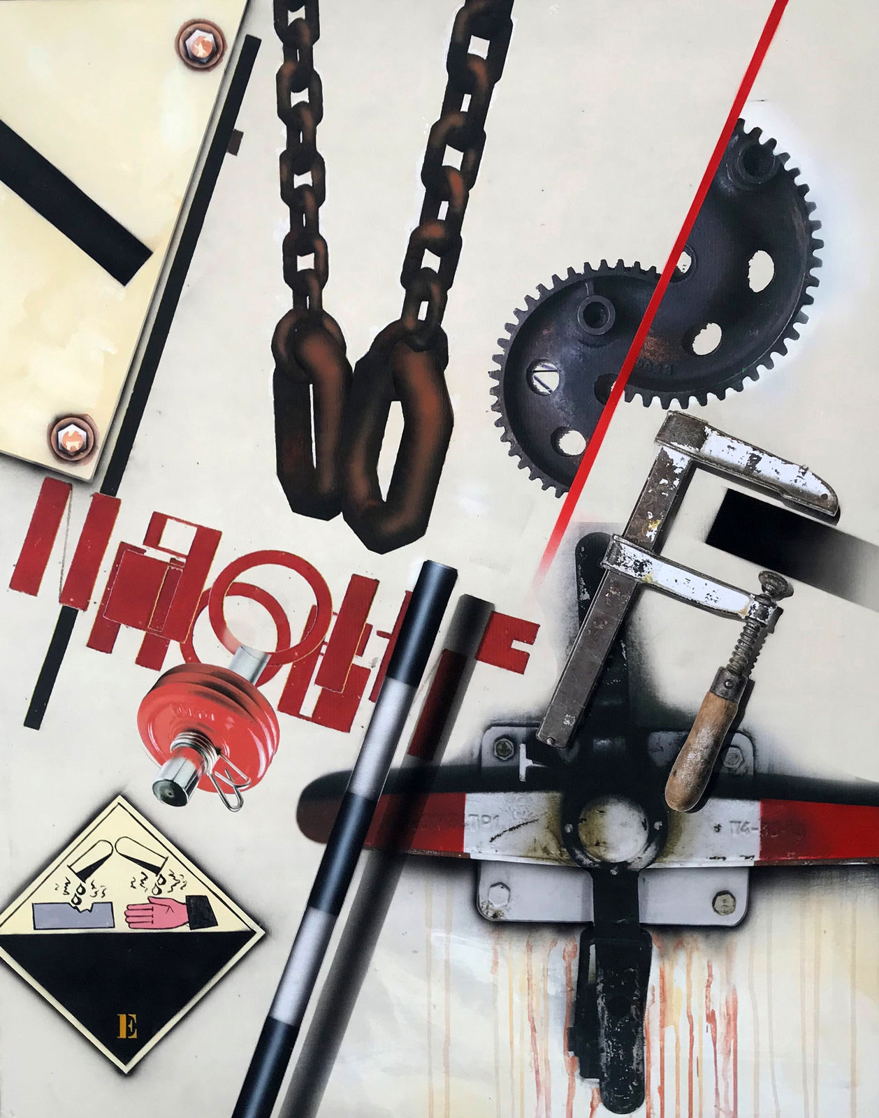 Peter Klasen, HOMMAGE A MALEVITCH - CHAINE CORROSIF – E, 2017