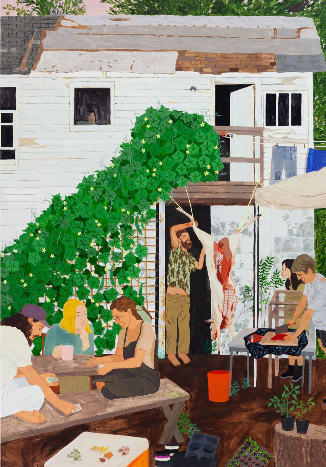 Dianna Settles, The way out is across, in ardor (That Spring when the deer who had been ravaging the field was hit by a car one morning and the farmers came to weed the field and found her in the road, still warm), 2021