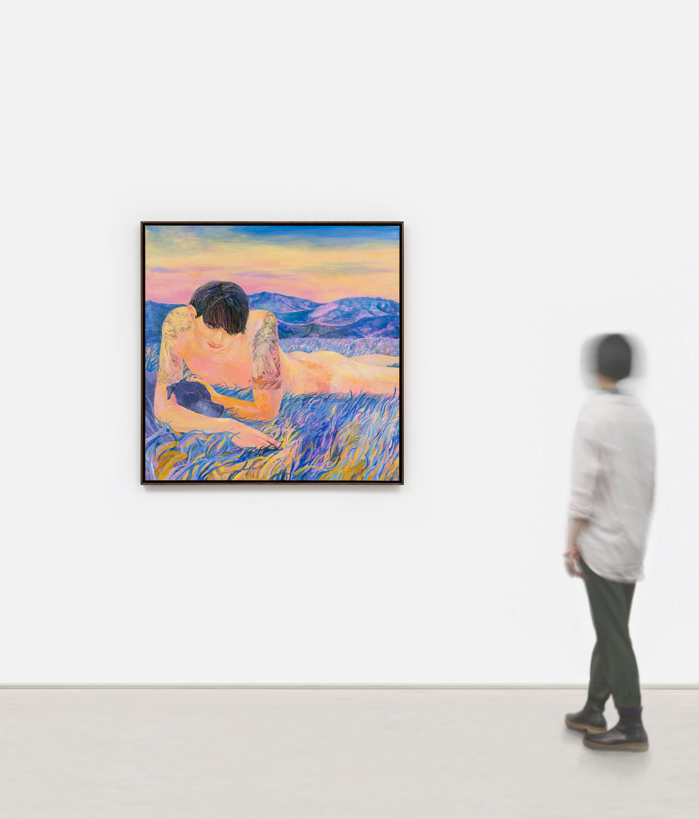 Minami Kobayashi, A dog and a man with lion and peony tattoos, 2023