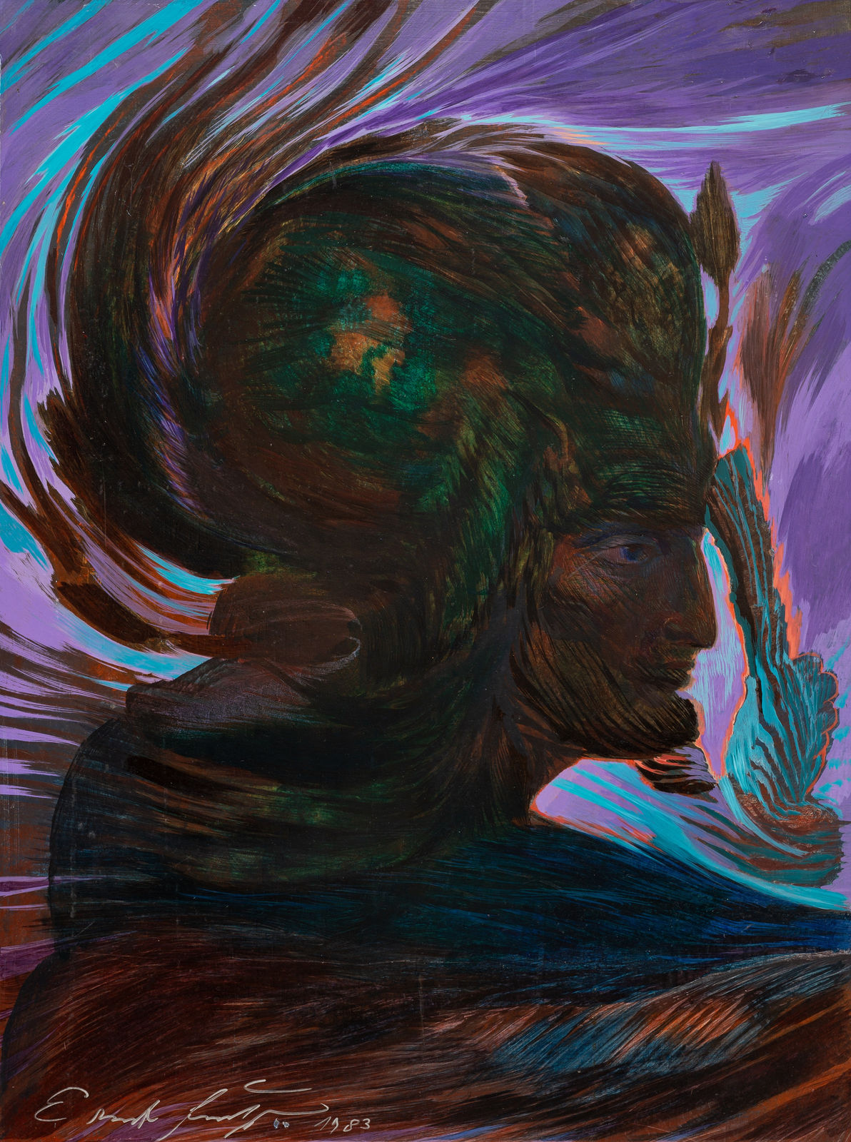 Ernst Fuchs, Fire-Helmet Cherub, 1979