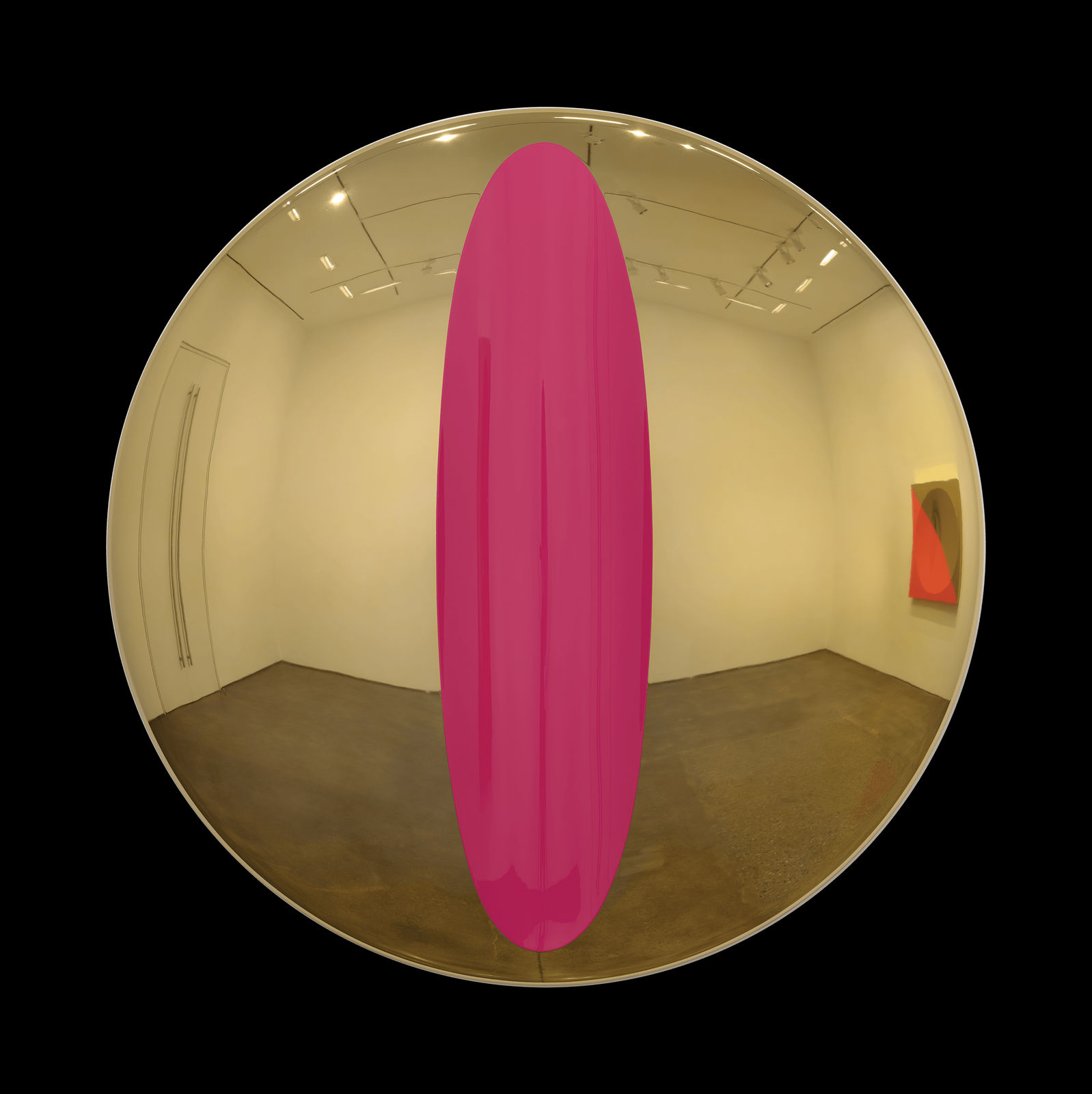 Mark Eisen, Gold disc with concave fuchsia ellipse, 2022