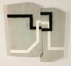 minimal abstract wall art with white black and gray