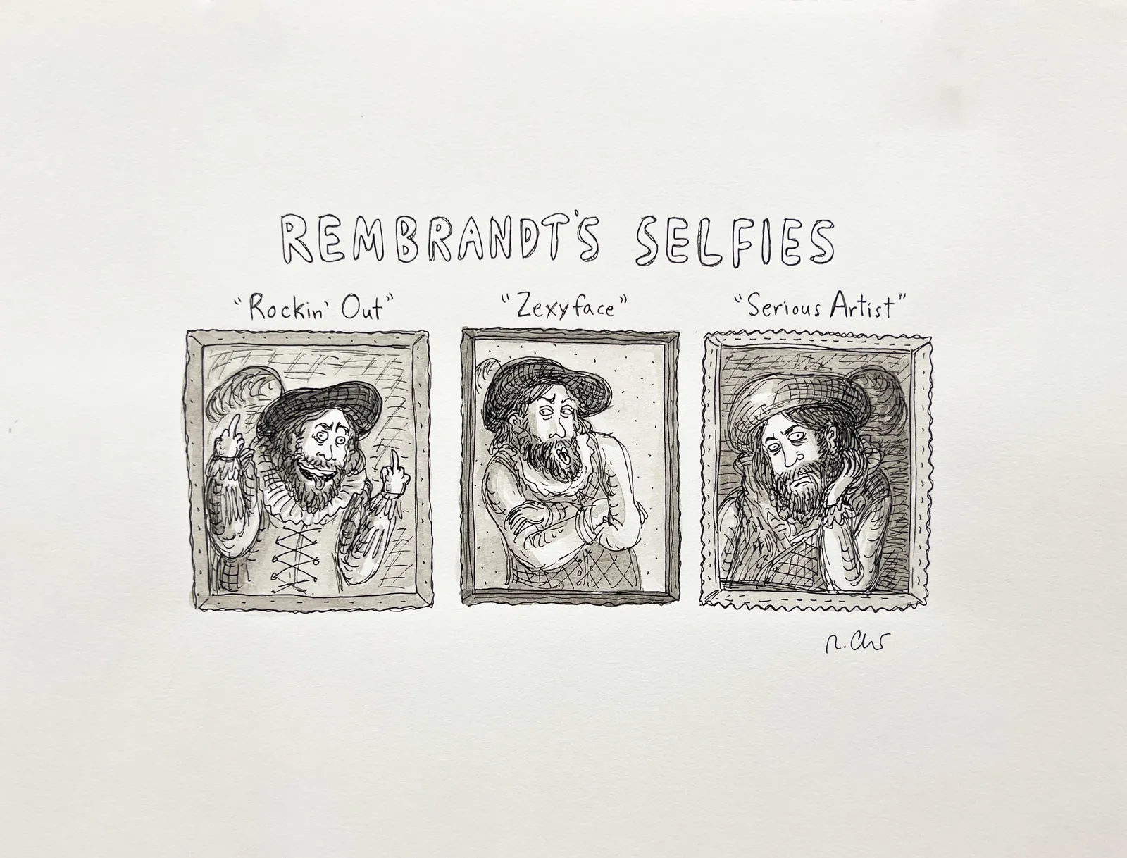 Roz Chast, Rembrandt's Selfie, 2014, June 9