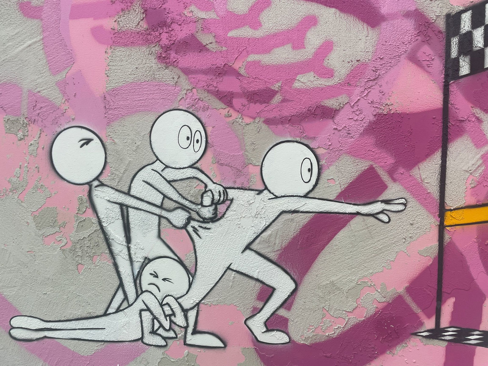 Kaï, Finish Line pink (Cement on canvas), 2019