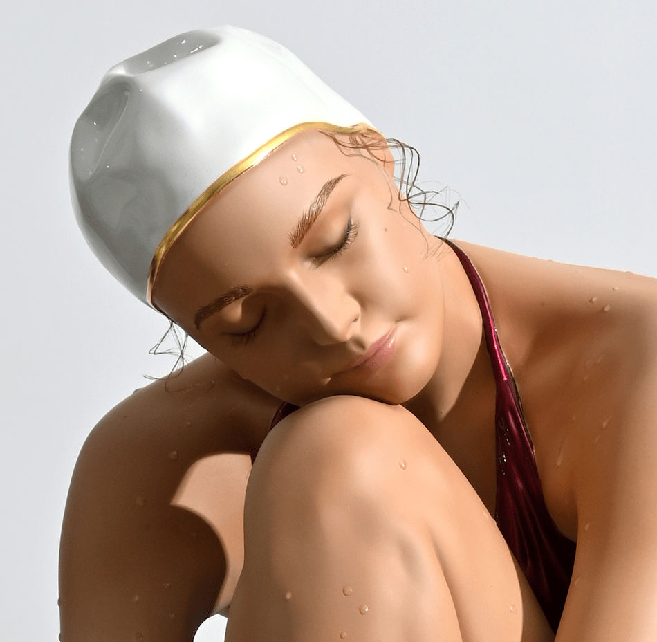 Carole A. Feuerman, Serenity (Table-Top) w/ Cherry Suit and Pearl White Cap w/ 24k Gold Rim, 2021-24