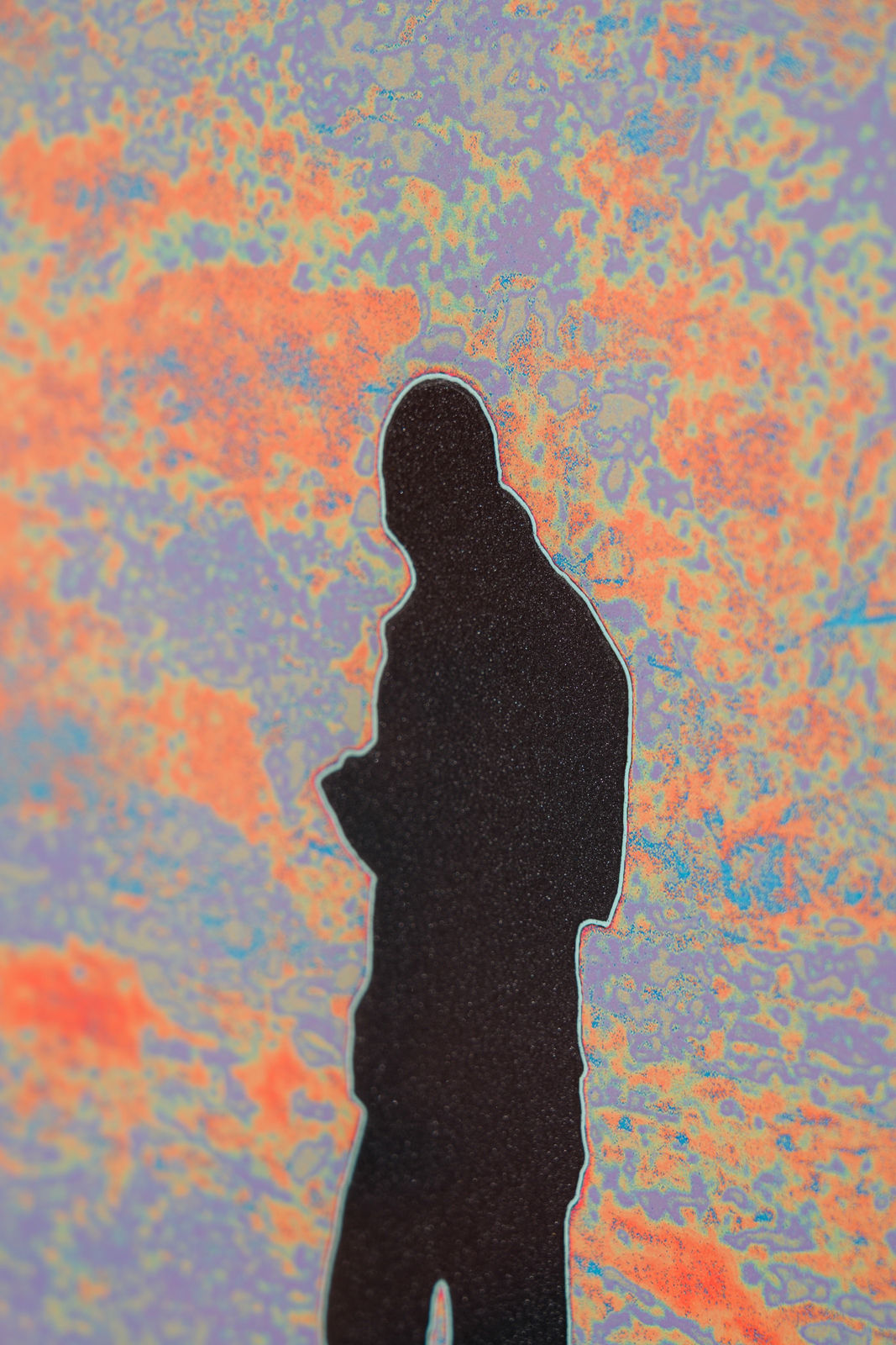 John Brinton Hogan, Camper Examining Electronic Device (black glitter flocking), 2023