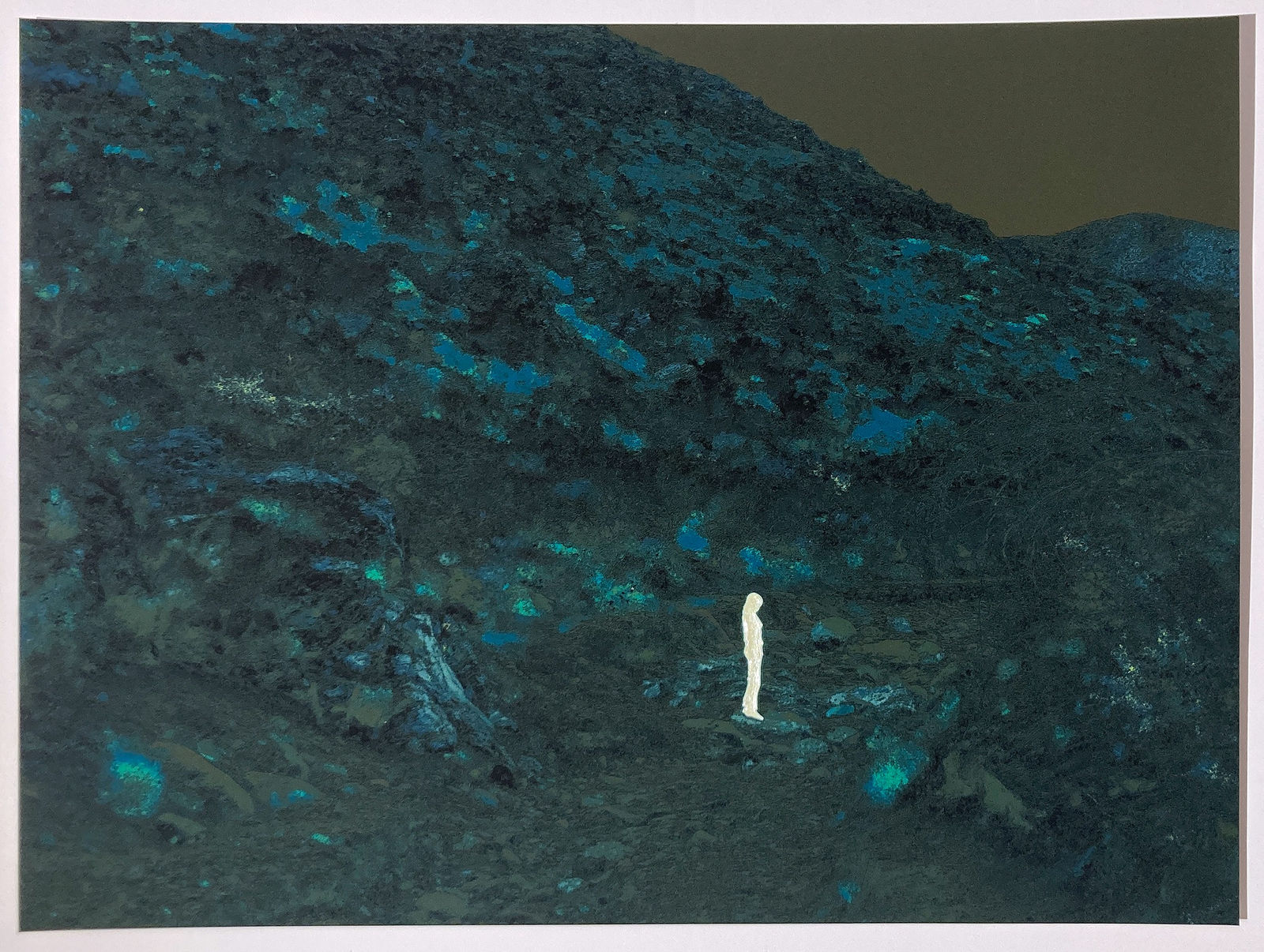 John Brinton Hogan, Woman Standing in Wash, Little Blair Valley, Anza-Borrego Desert State Park, CA, Nov 2018 (Dark Blue-Green with White Pearl Blister), 2022
