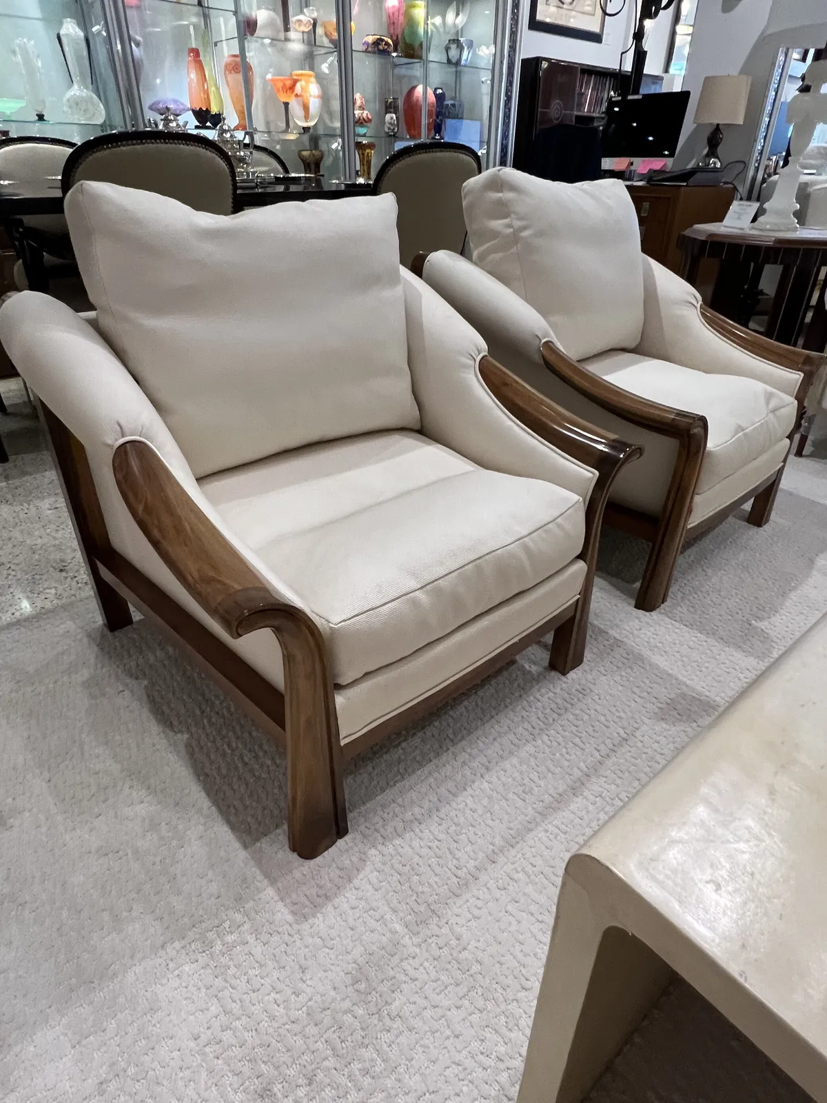 TRAVAIL ART DÉCO, Pair of Art Deco Club Chairs in the style of Pierre Chareau , 1985