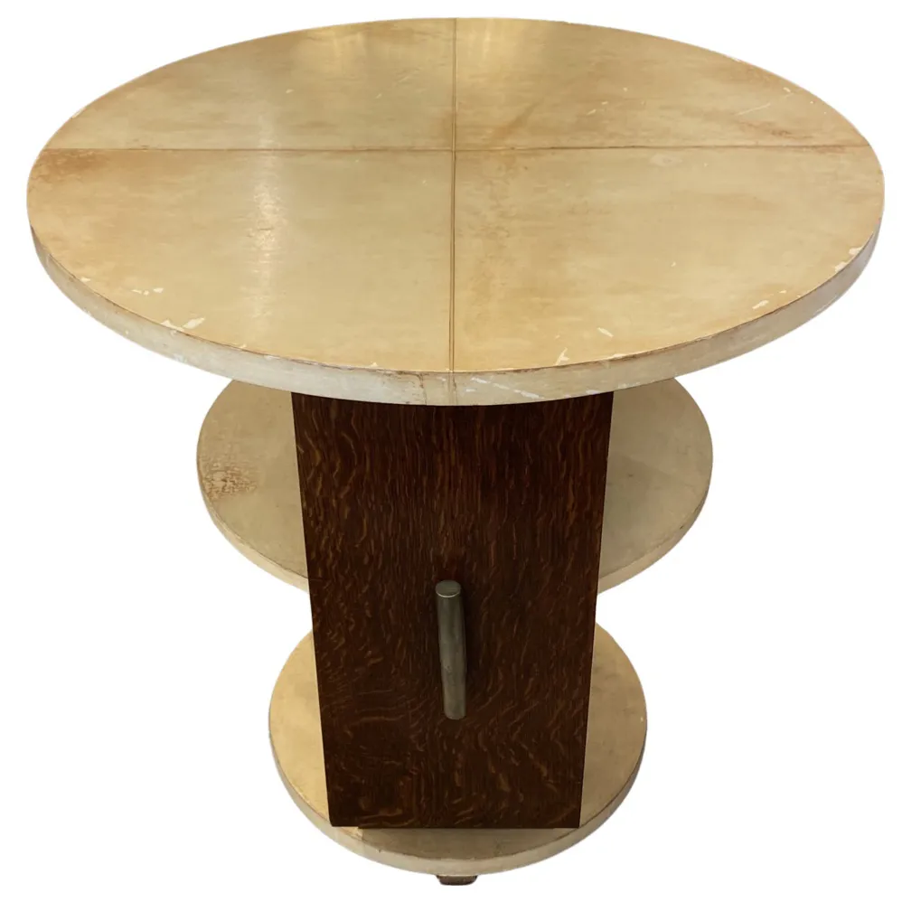 Michel Dufet, A Mini Bar Side Table in Wood and Goat Skin Top, 1922