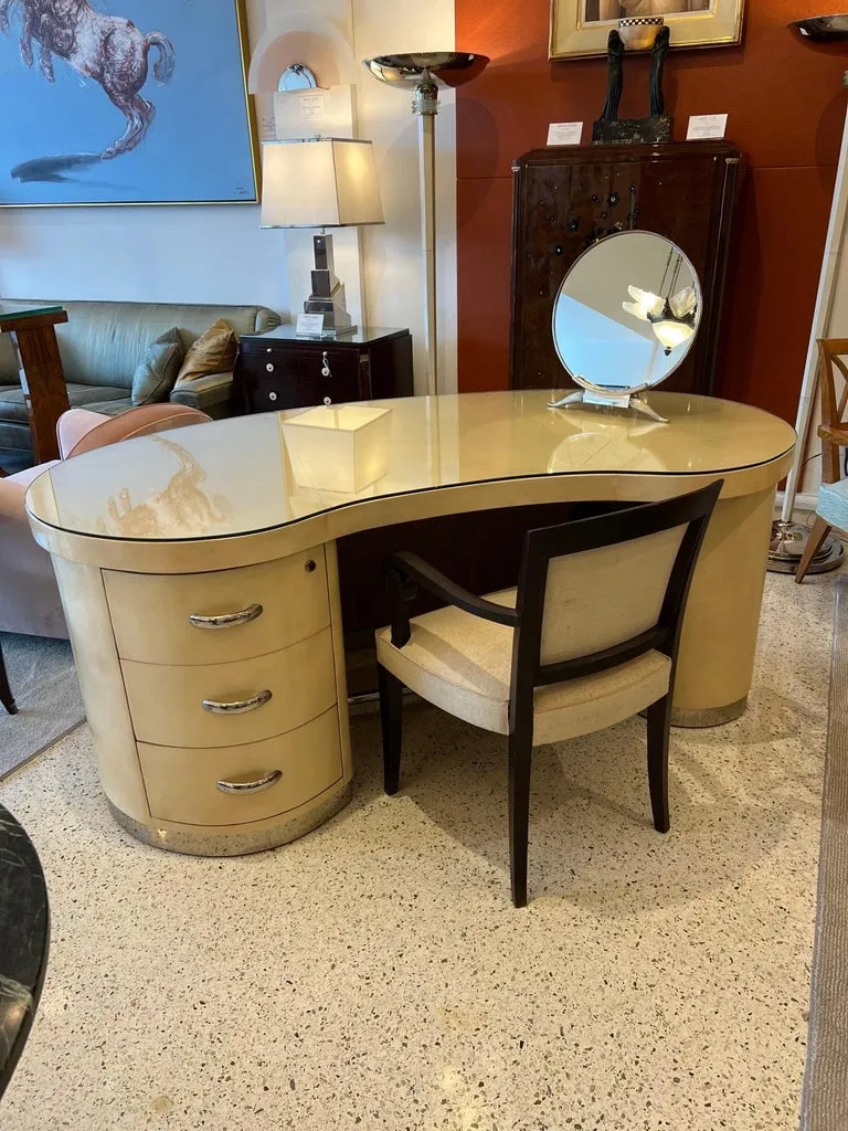 Jacques Adnet, Art Deco Desk and Chair, 1930