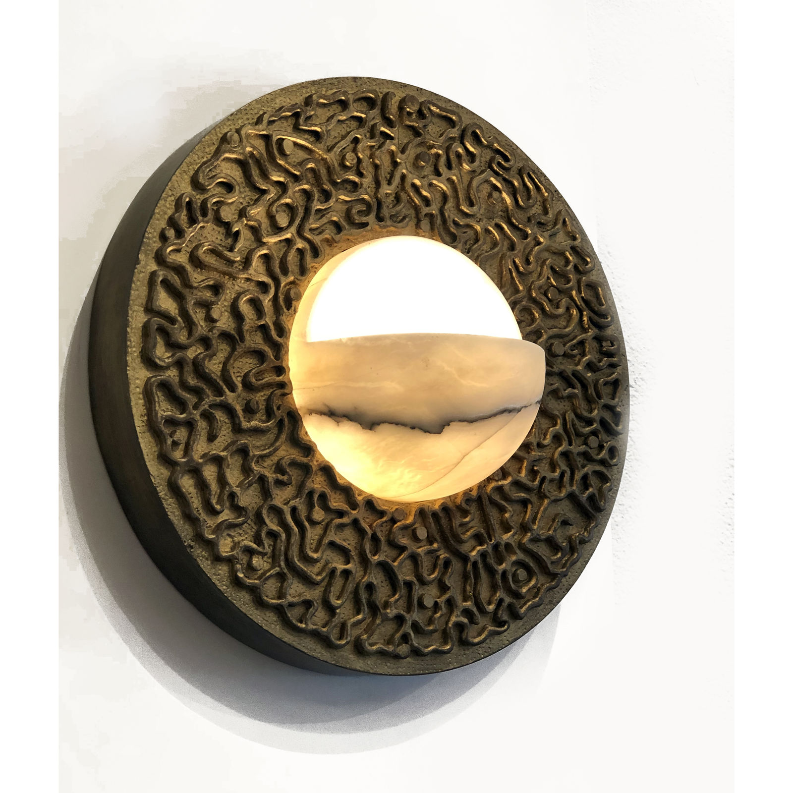 TRAVAIL ART DÉCO, Pair of Art Deco Bronze Sconces, 1990