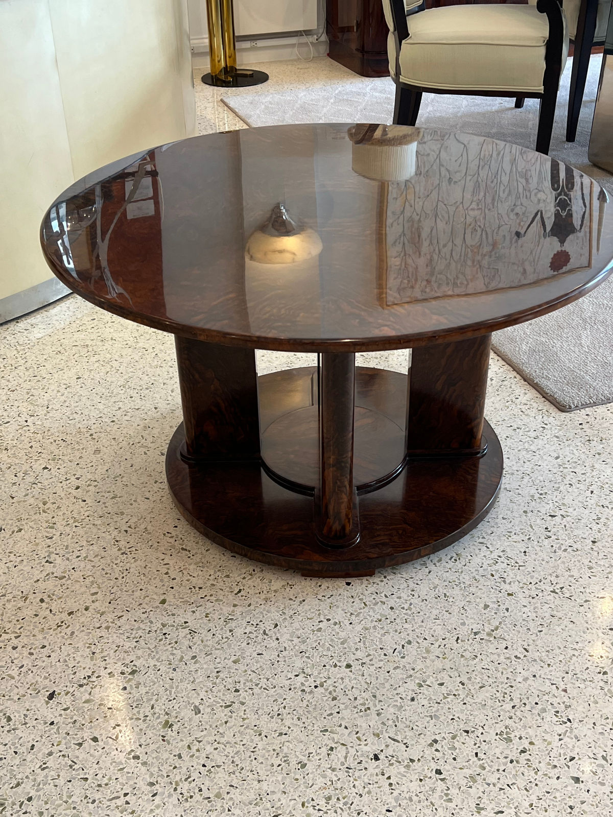 Jules Leleu, Art Deco Round Coffee Table, 1930