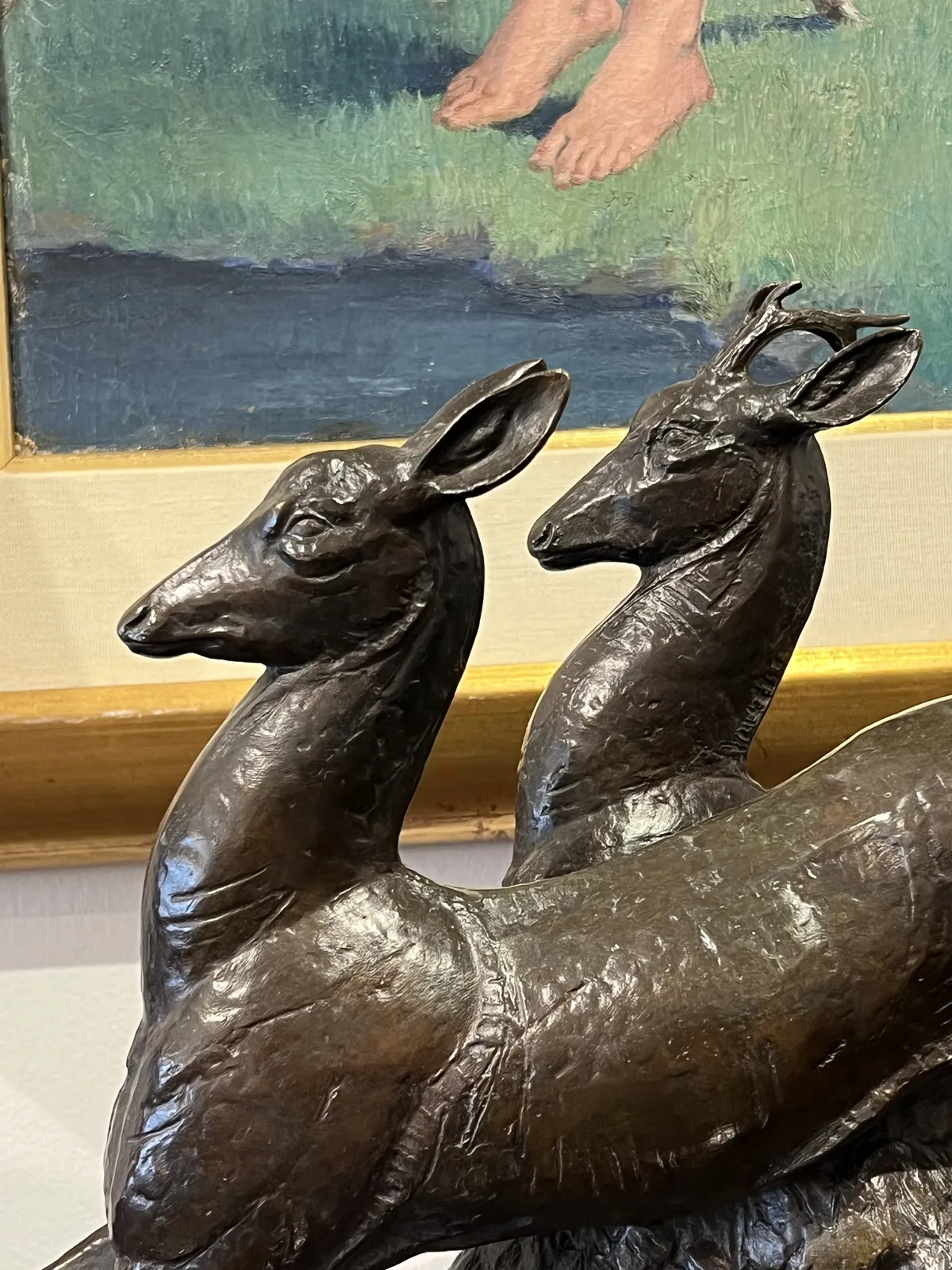 André Vincent Becquerel, French Art Deco Bronze Gazelles Sculpture, 1930