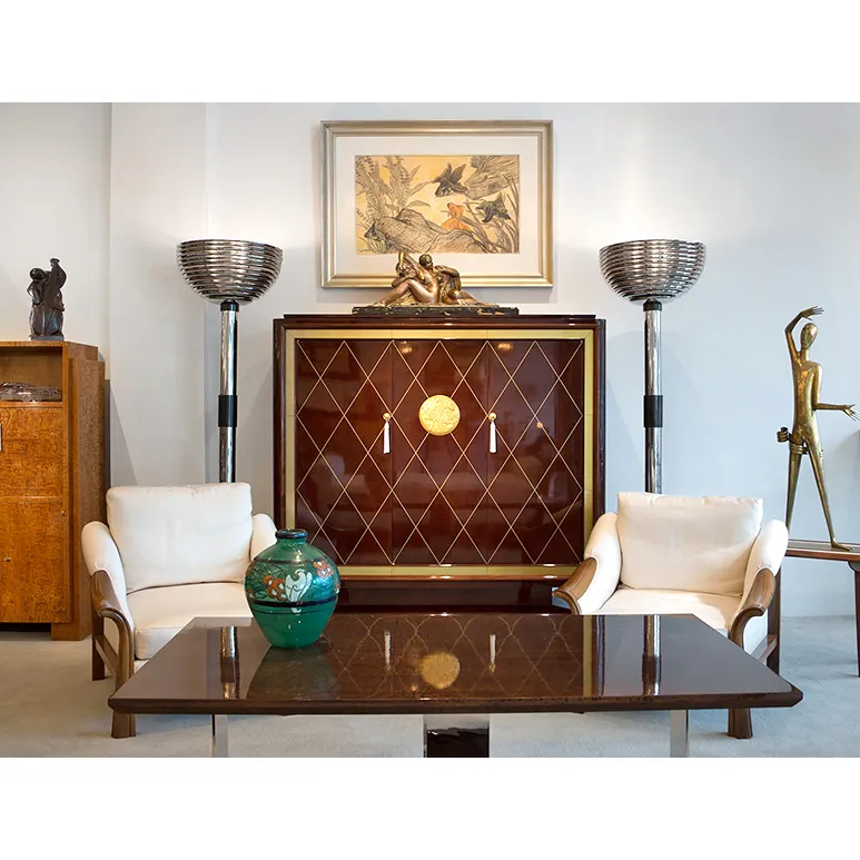 TRAVAIL ART DÉCO, Pair of Art Deco Club Chairs in the style of Pierre Chareau , 1985