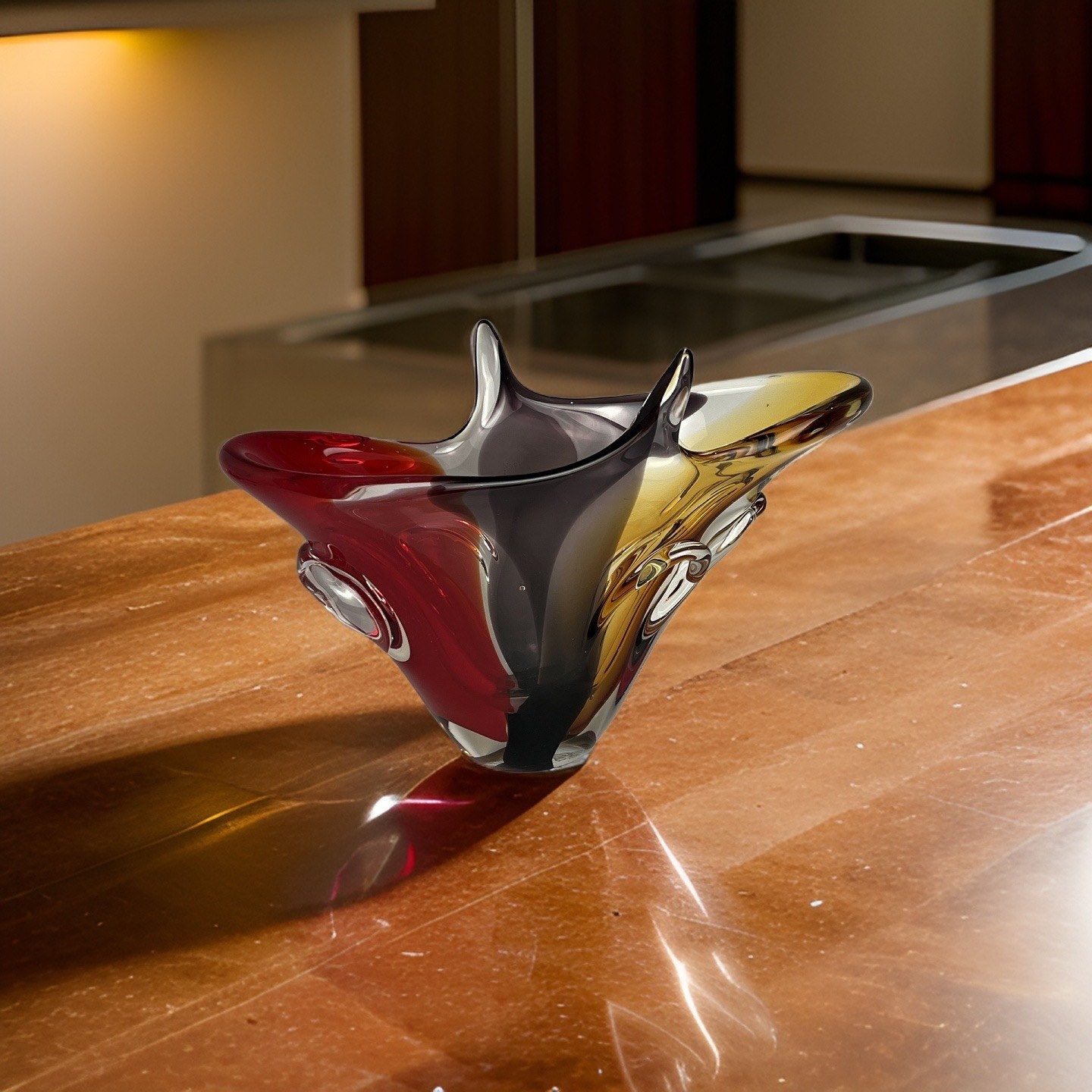 Murano, Wide-Mouth Murano Glass Vase, 1960