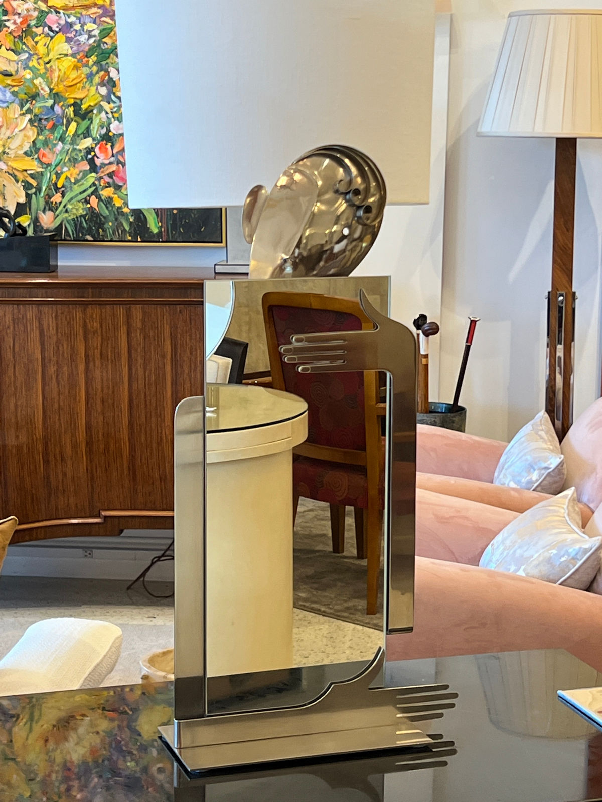 Hagenauer, Franz, Nickel Plated Tabletop Mirror, 1950