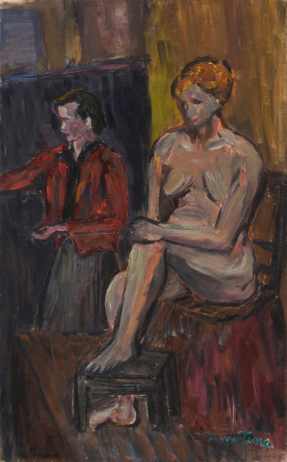 Martine Martine, Modèle dans l'atelier, 1954