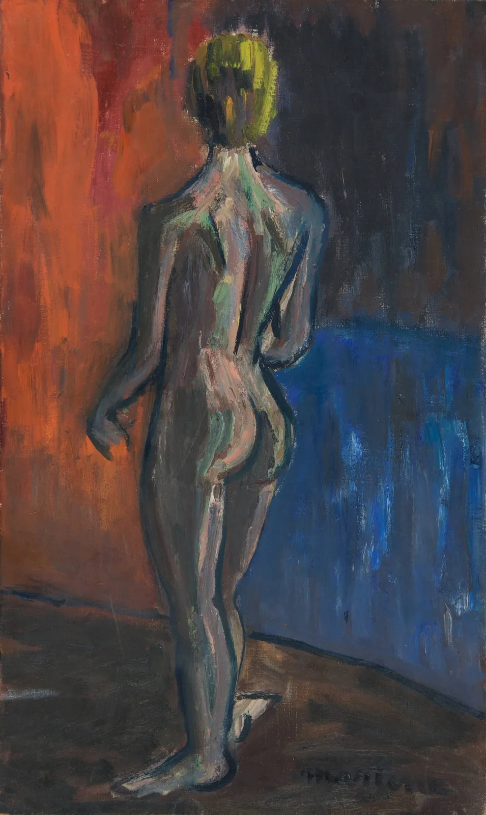 Martine Martine, Nu sur fond rouge et bleu, 1954