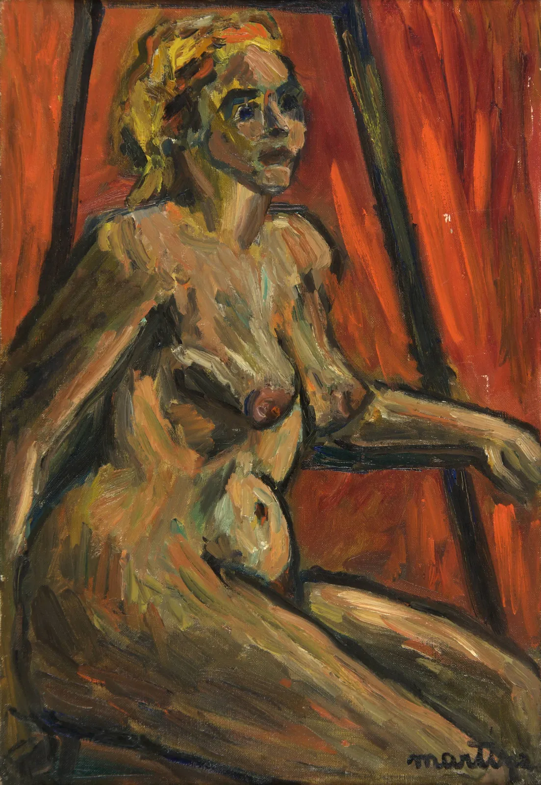 Martine Martine, Femme nue orange, 1954