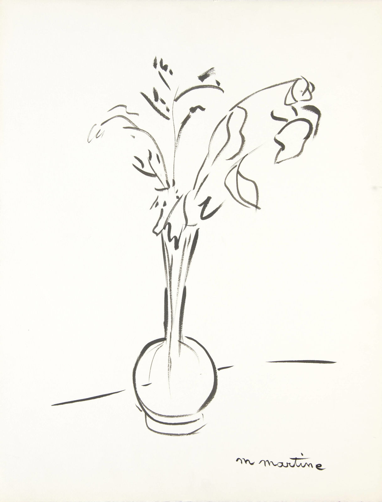 Martine Martine, Petit Bouquet au vase rond, 1988