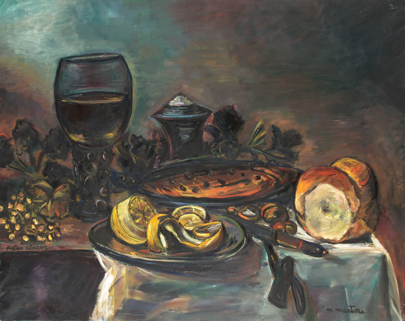 Martine Martine, Nature morte au citron pelé (d'après Pieter Claesz), 1992