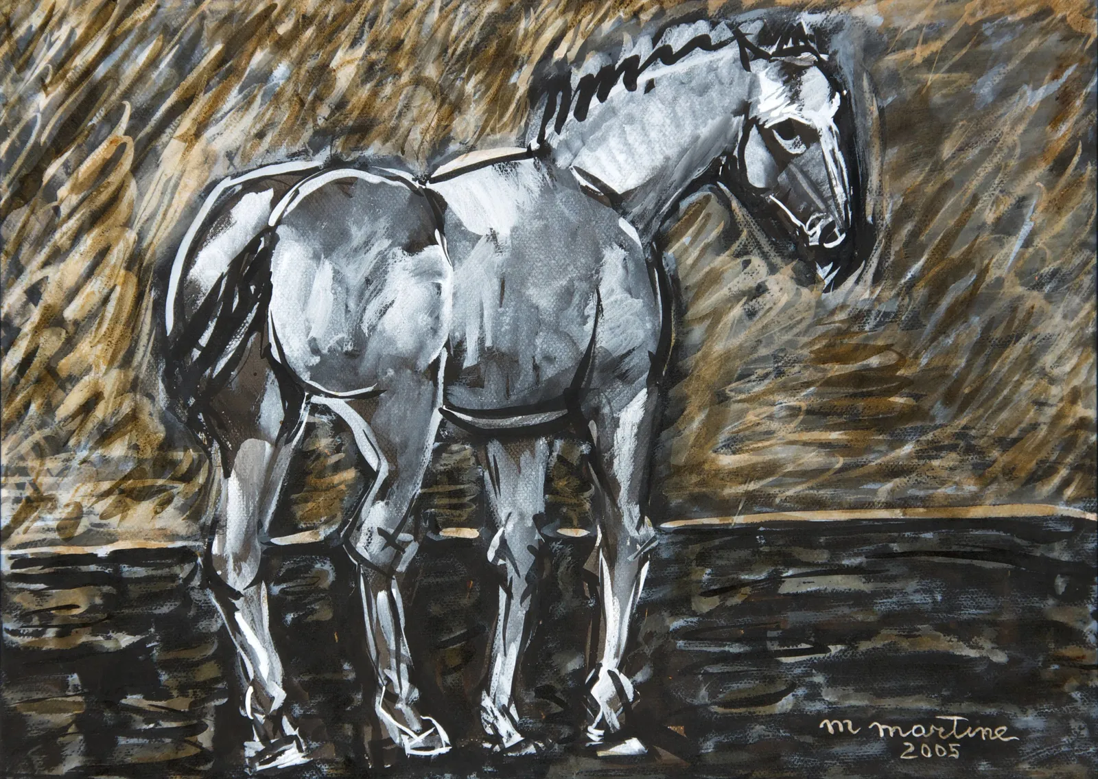 Martine Martine, Le Cheval blanc sur fond sépia, 2005