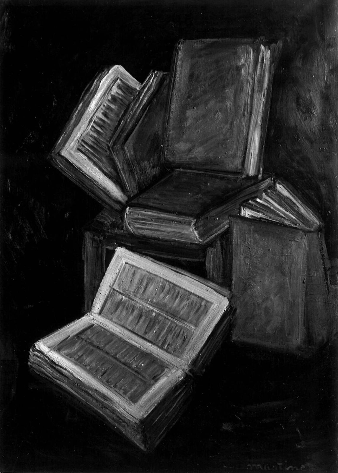 Martine Martine, Livres sur fond sombre I, 1976