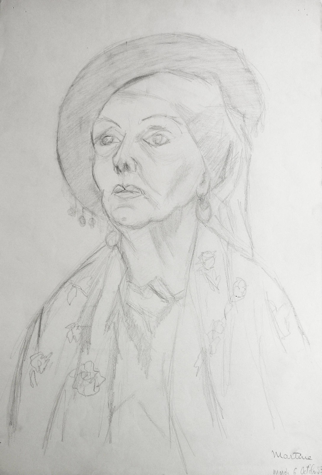 Martine Martine, Buste de femme au chapeau I, 1953