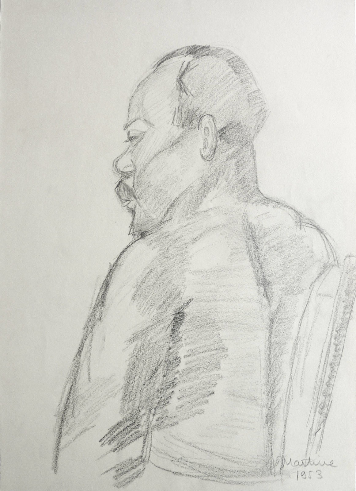 Martine Martine, Nu masculin en buste et de dos, 1953